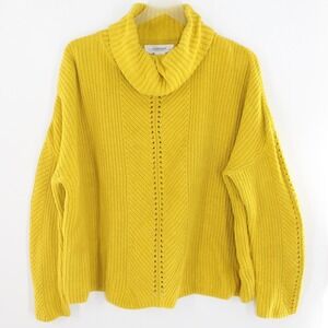 Workshop Republic Clothing Cowl Neck Pointelle Knit Sweater XL Yellow